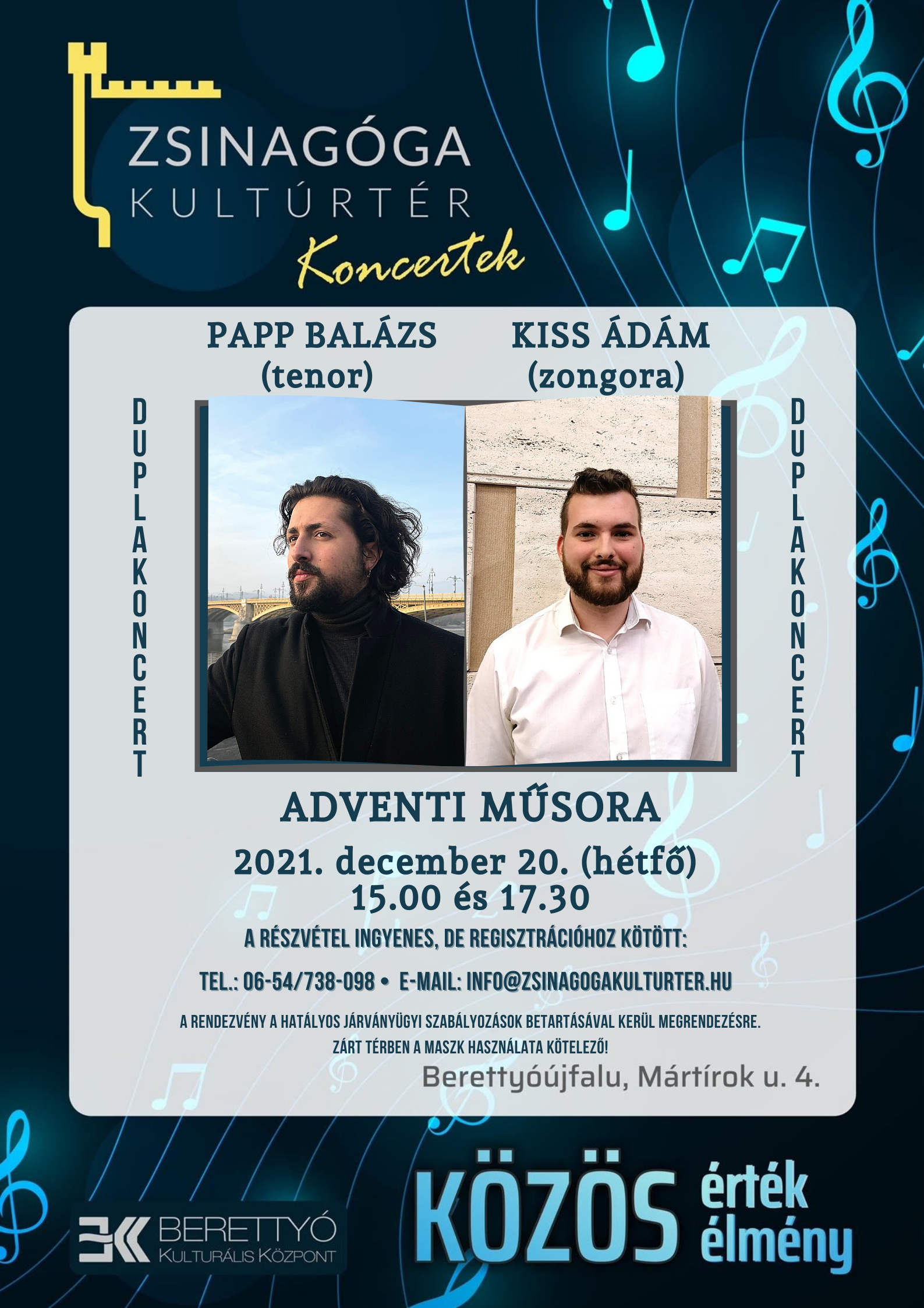 Zsinagóga Koncertek - Papp Balázs (tenor) és Kiss Ádám (zongora) adventi műsora
